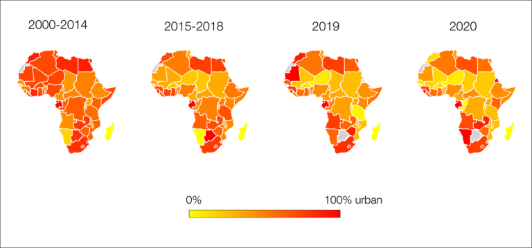 Source: ACLED. Calculations and cartography: Ewan Davies, 2020. Note: only violent events (battles, explosions/remote violence, and violence against civilians) as defined in the ACLED database are considered